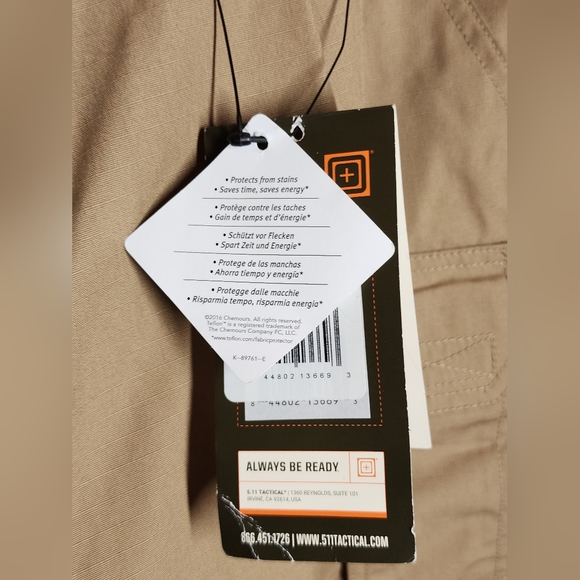 5.11 Taclite Pro Pants 36x30 Relaxed Fit Khaki Cargo Teflon - Picture 9 of 15